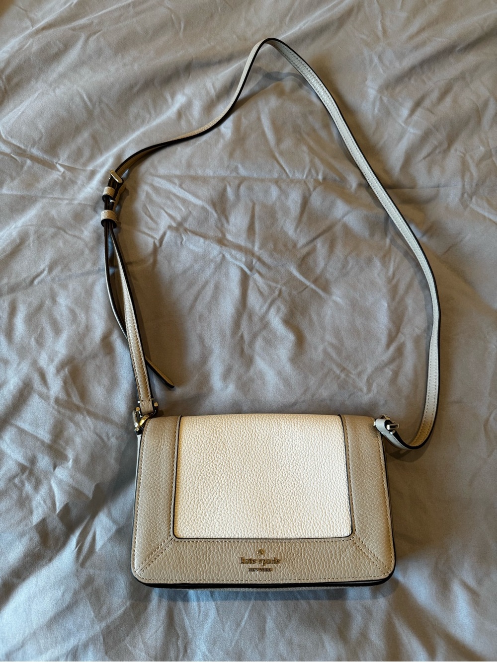 kate spade Cream and Beige Pebbled Leather Crossbody